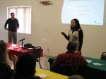 Sealaska General Counsel Jaeleen Arrujo (right) gives her presentation on the Sealaska Lands Selection Bill as Sealska Executive VP Rick Harris (far left) looks on.